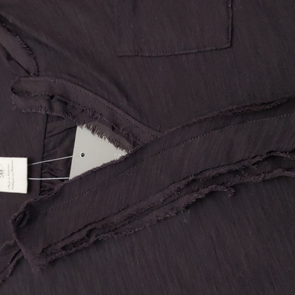 COPY - Anthropolgie Women's Size Medium Roll Tab Sleeve, V Neck Sheer Tee - Picture 6 of 9